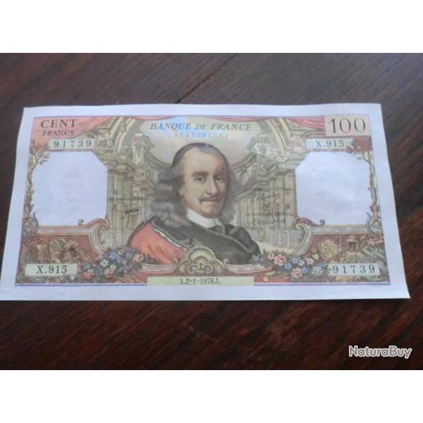 Billet France  CENT  Francs CORNEILLE   L . 2 -1-1976  - Srie  X  915
