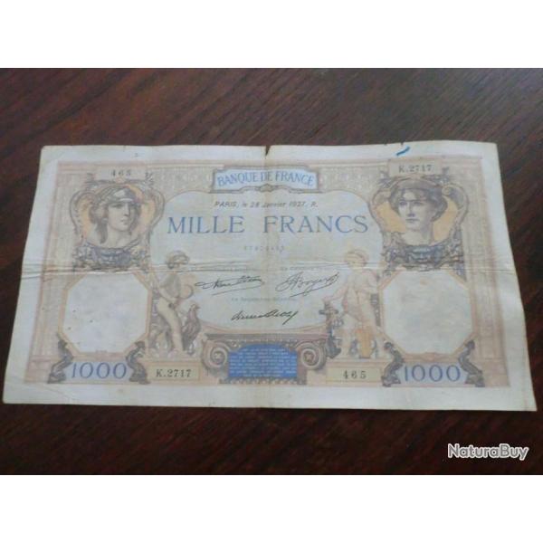 Billet 1000 FRANCS  CERES  ET MERCURE    28-1 -1937  R   K 2717