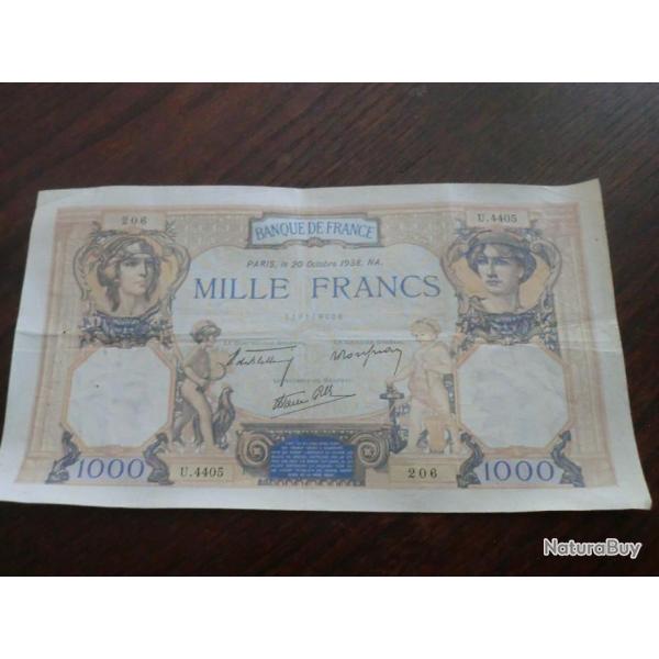 Billet 1000 FRANCS  CERES  ET MERCURE    20-10 -1938  NA    U  4405