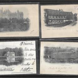 cartes postales anciennes  précurseurs beauvais , pierrefonds ,chantilly et senlis lot de 7 cartes