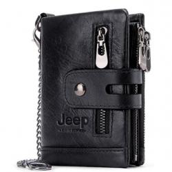 Portefeuille en cuir véritable JEEP coloris NOIR , LIVRAISON OFFERTE