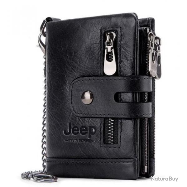 Portefeuille en cuir vritable JEEP coloris NOIR , LIVRAISON OFFERTE