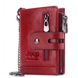 Portefeuille en cuir véritable JEEP coloris ROUGE , LIVRAISON OFFERTE