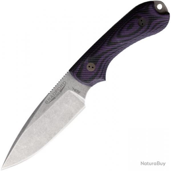 Couteau Bradford Guardian 3 Lame Acier AEB-L Manche Purple/Black G10 Etui Cuir USA BRAD3FE119A