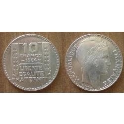 France 10 Francs 1934 Turin Argent Piece Franc