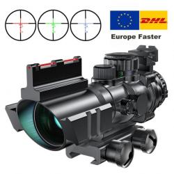 ACOG Lunette Visée 4x32 Objectif Réflexe Rail 20mm Vue Tactique Fusil Chasse Airsoft Sniper