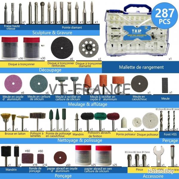 Ensemble d Accessoires pour Mini Perceuse Dremel, Modele: 287pc