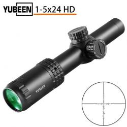 Lunette Yubeen Fusil Optique Tactique 1 à 5x24 Jacht Portée Croisée Torentje Lock Airsoft Sniper