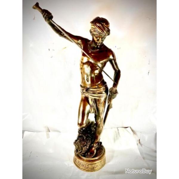 Anthonin Merci David Vainqueur de Goliath Sculpture en bronze