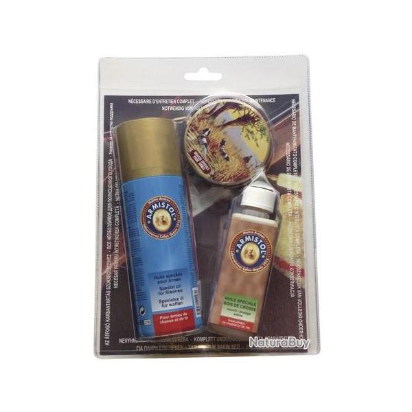 Huile Armistol arosol lubrifiant 200ML huile crosse 120ML armoline 50ML blister de 3