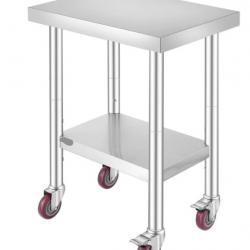 Table de Travail Inox Cuisine à Roulettes 61x46 cm pour Préparation de Cuisine LIVRAISON OFFERTE
