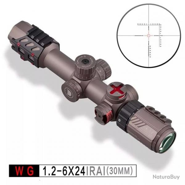 Lunette 1.2-6X24 IRAI WG SFP | DISCOVERY | 1/2MOA | 60MOA | Rticule ECLAIRE IR-MIL | 30mm