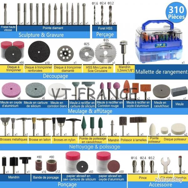 Ensemble d Accessoires pour Mini Perceuse Dremel, Modele: 310pc