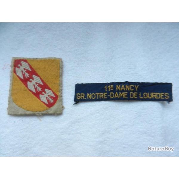 2 insignes de scout - 11me Nancy - GR Notre Dame de Lourdes