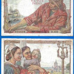 France 20 Francs 1947 Pecheur Billet Franc