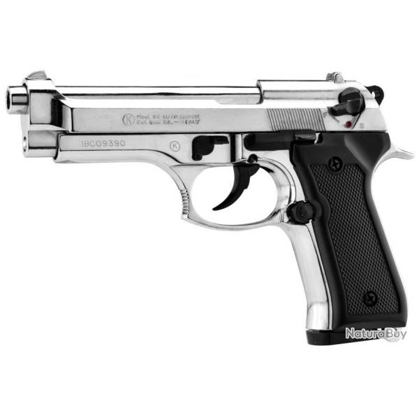Pistolet 9 MM A Blanc Beretta 92 Nickel
