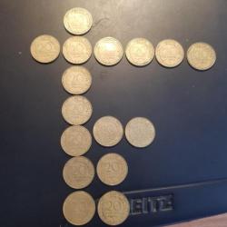 Lots de pièces de monnaie 20 centimes type Marianne