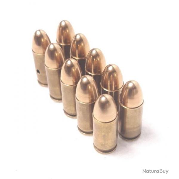 Lot 10 Balles neutraliss de 9mm parabellum Luger 9x19mm standard pour dcoration INERTE NEUTRA