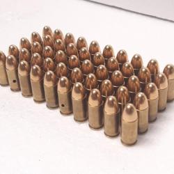 Lot 50 Balles neutralisés de 9mm parabellum Luger 9x19mm standard pour décoration INERTE NEUTRA
