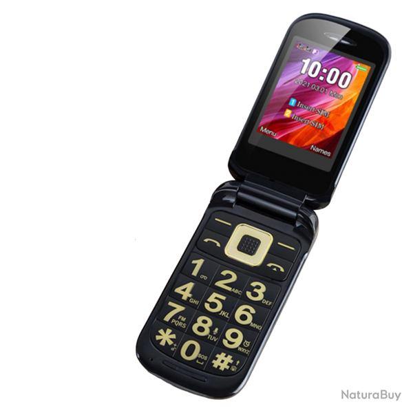 Telephone Portable Senior SOS, Couleur: Noir+16GB