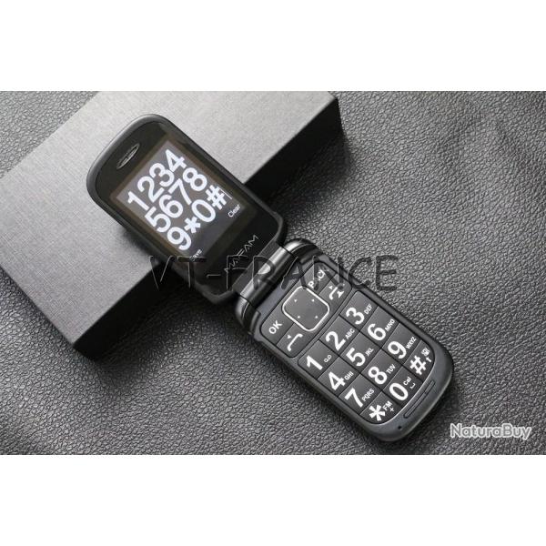 Telephone Portable Senior SOS 2 ECRANS, Couleur: Noir