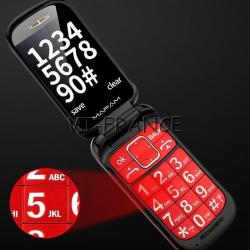 Telephone Portable Senior SOS 2 ECRANS, Couleur: Rouge