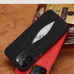 Coque pour iPhone Raie Veritable Galuchat, Couleur: Au Choix, Smartphone: iPhone 14 Pro