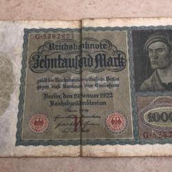 Billet / banque Allemand  1922  ww1 ww2  10000 marks avec filigranes losange