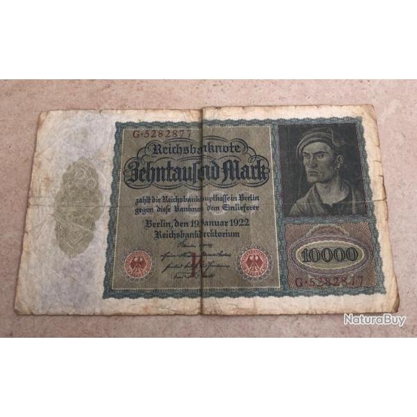 Billet / banque Allemand  1922  ww1 ww2  10000 marks avec filigranes losange