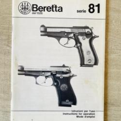 Notice Pistolet Beretta modele 81 Occasion