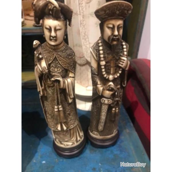 Couple imprial Chine os de buffle sculpt