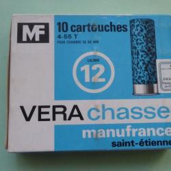 BOÎTES CARTOUCHES CHASSE ANCIENNE - MANUFRANCE -  VERA CHASSE - CAL 12 65 - plombs n° 6