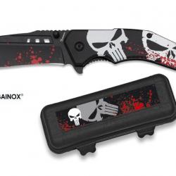 Couteau décor fantaisie pliant Punisher lame de 8.5 cm