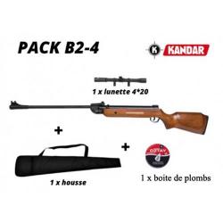 Pack Carabine à plombs Kandar (B2-4) Bois 10 joules+Housse+Lunette+1 boite de plombs+10 cibles