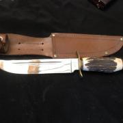 Ancien Couteau de Chasse SABATIER avec Étui en cuir - Couteaux droits et  fixes (10079082)