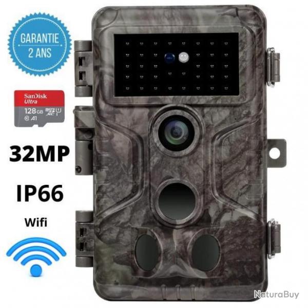 Camra de chasse 32MP - Carte SD 128 offerte -  Garantie 2 ans - IP66 - Livraison gratuit et rapide