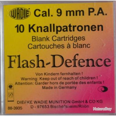 10 Cartouches à blanc Wadie 9mm PAK Flash Defense