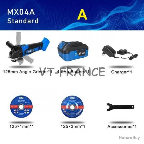 Meuleuse d Angle 125mm Pro Sans Fil 20/21V, Modele: A