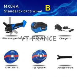 Meuleuse d Angle 125mm Pro Sans Fil 20/21V, Modele: B