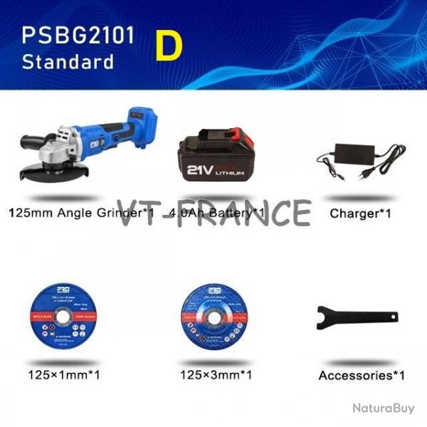 Meuleuse d Angle 125mm Pro Sans Fil 20/21V, Modele: D