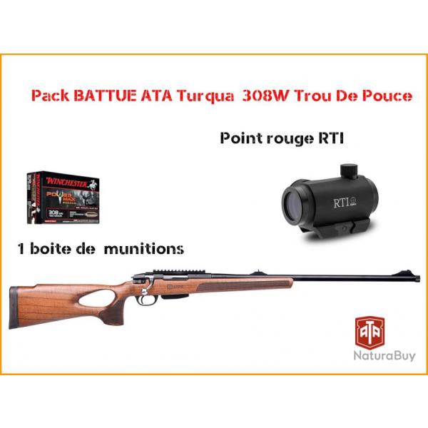 Pack BATTUE ATA Turqua 308W Trou De Pouce + POINT ROUGE + Munitions 