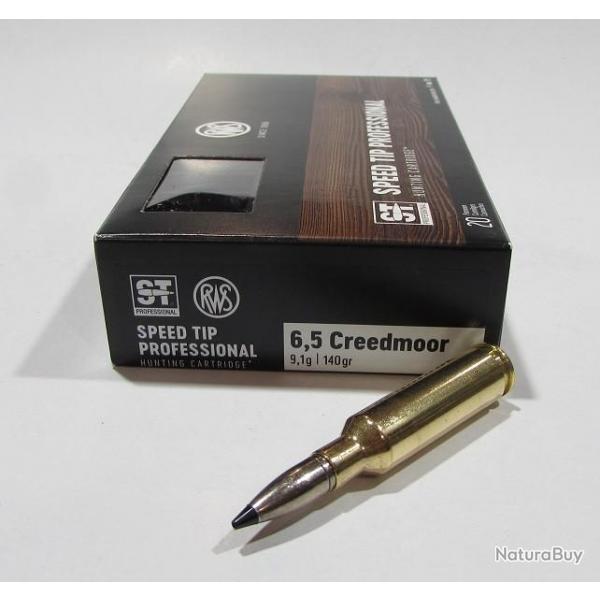 boite 20 cartouches RWS calibre 6,5 Creedmoor Speed tip pro 140 grains