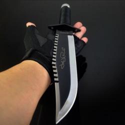 'Rambo II' Couteau de luxe s 40cm avec étui en cuir  outils de survie TRÈS ROBUSTE  1Bcdg