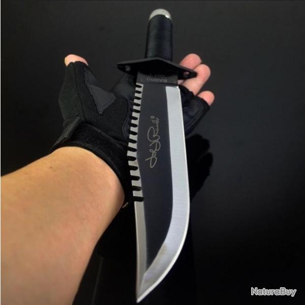 'Rambo II' Couteau de luxe s 40cm avec tui en cuir  outils de survie TRS ROBUSTE  1Bcdg