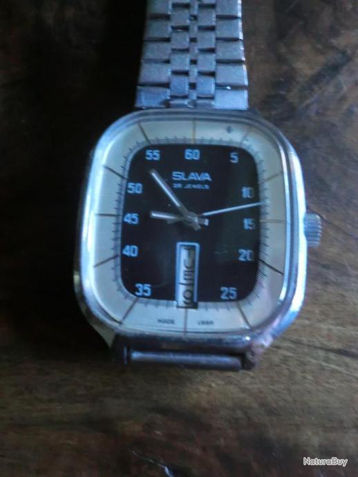 MONTRE HOMME MECANIQUE SLAVA 26 JEWELS CADRAN ACIER JOUR ET