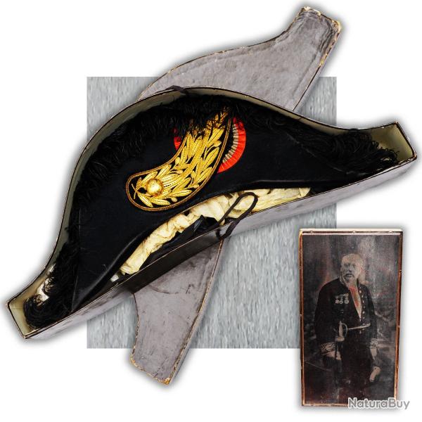 RARISSIME ET SUPERBE BICORNE BELGE, ETAT MAJOR, FILE DORÉ, POUR OFFICIER, FIN XIX, ORIGINAL