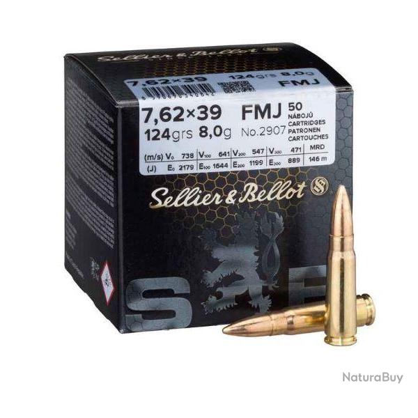 boite de 50 munition SB calibre 7.62x39 123g fmj