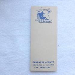 ancien petit carnet publicitaire vintage La Vache Grosjean Emmental et Comté