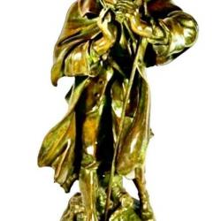 Édouard Drouot le fumeur sculpture en bronze