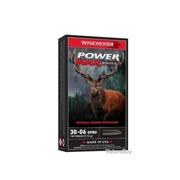 Munitions WINCHESTER cal.30-06 power max bonded 150gr 9.72g par 20